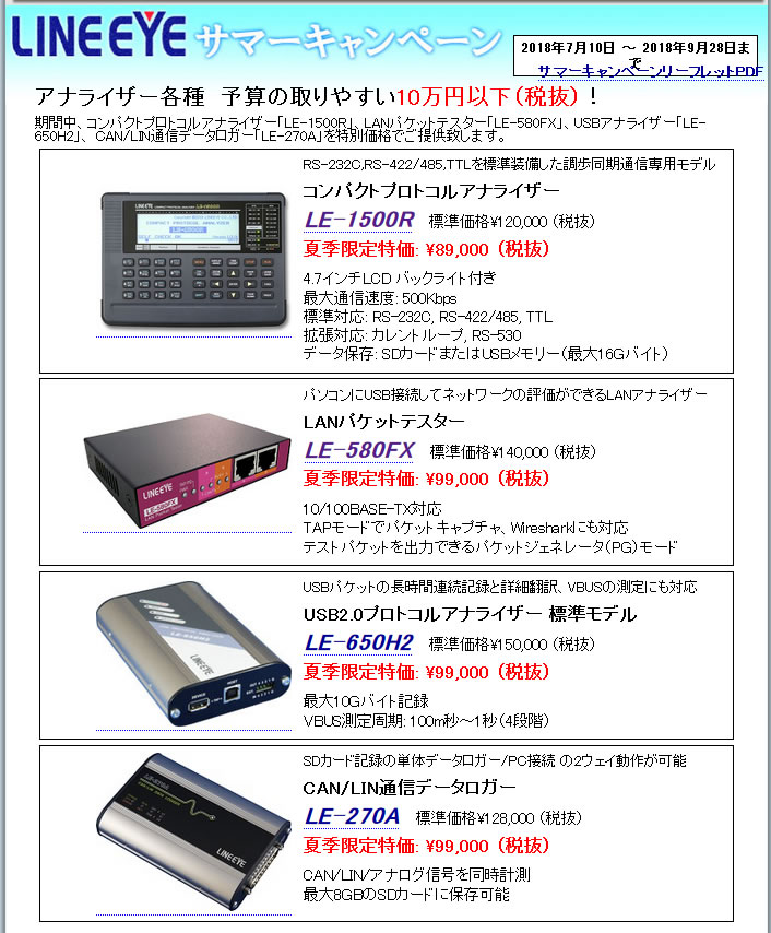 ラインアイ 2018年度サマーキャンペーン