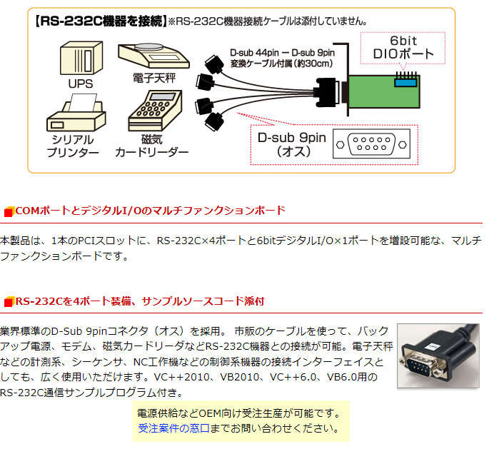 計測器ワールド(日本電計株式会社) / REX-PCI64D RS-232C・デジタルI/O