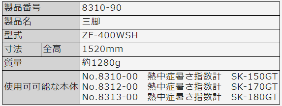 計測器ワールド(日本電計株式会社) / ZF-400WSH No.8310-90 三脚 佐藤
